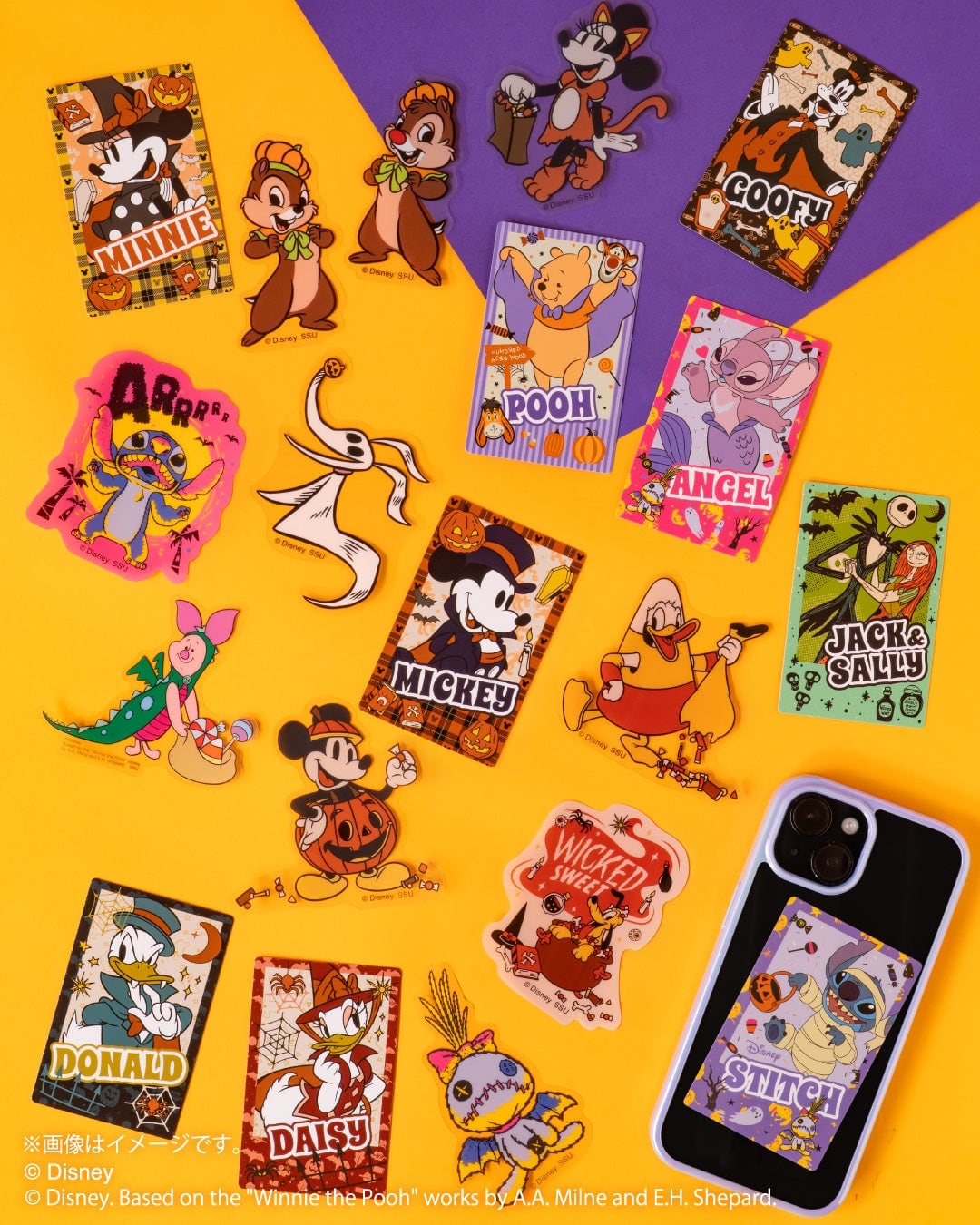 I賞 ハロウィンデコカード&クリアステッカー全7種。キャラクターごとのカードとステッカーのセット