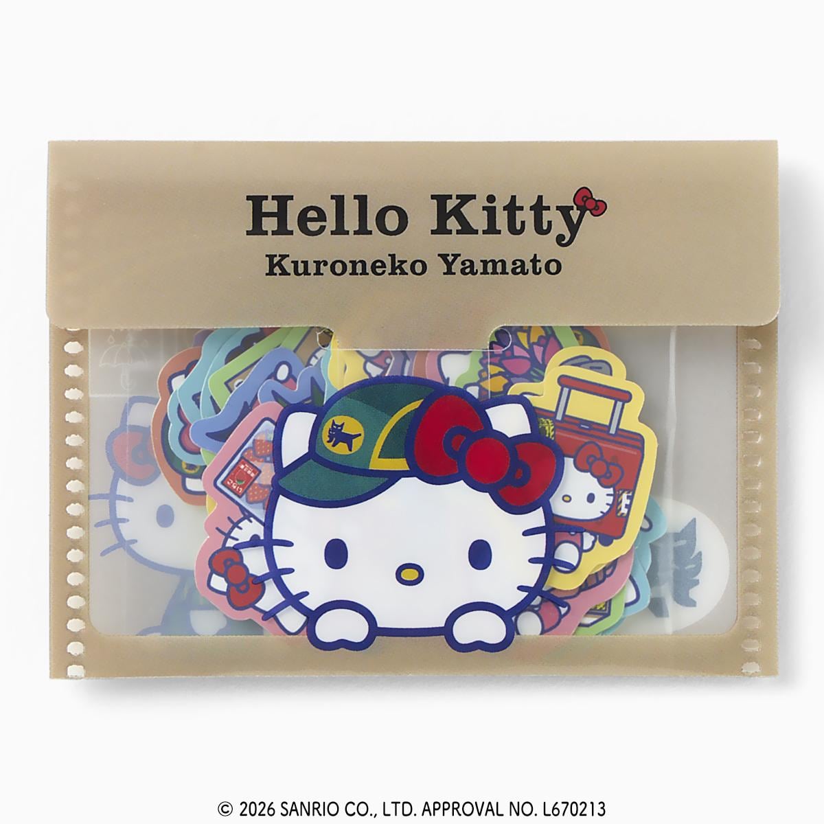Hello Kitty Kuroneko Yamatoと書かれたクラフト色のケースに入ったフレークシール