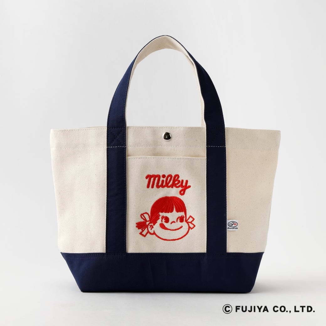 ランチトート ペコちゃん刺繍の面