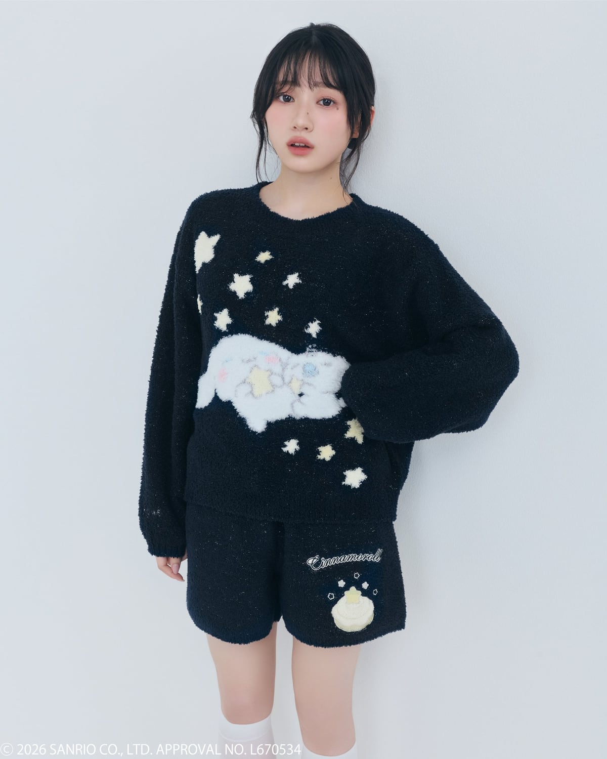 ニットプルオーバー×ニットショートパンツ（NVY）